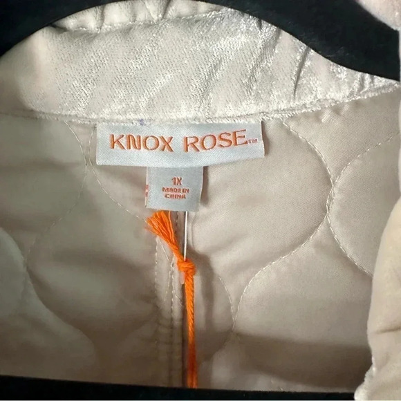 Knox Rose Jacket Women Cream Velour Quilted Chore Coat Plus Size Button Down - Picture 3 of 7